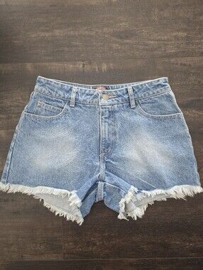Vintage Paris Blues Blue Denim Frayed Hem Women's Shorts Size 7
